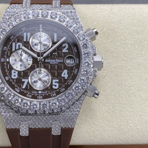 Audemars Piguet Full Diamond 42mm Quartz Super Clone Watch for Men 1123207410 - front view | Audemars Piguet
